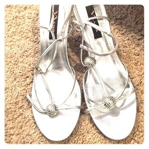 Nina silver heels. Perfect for wedding or prom.